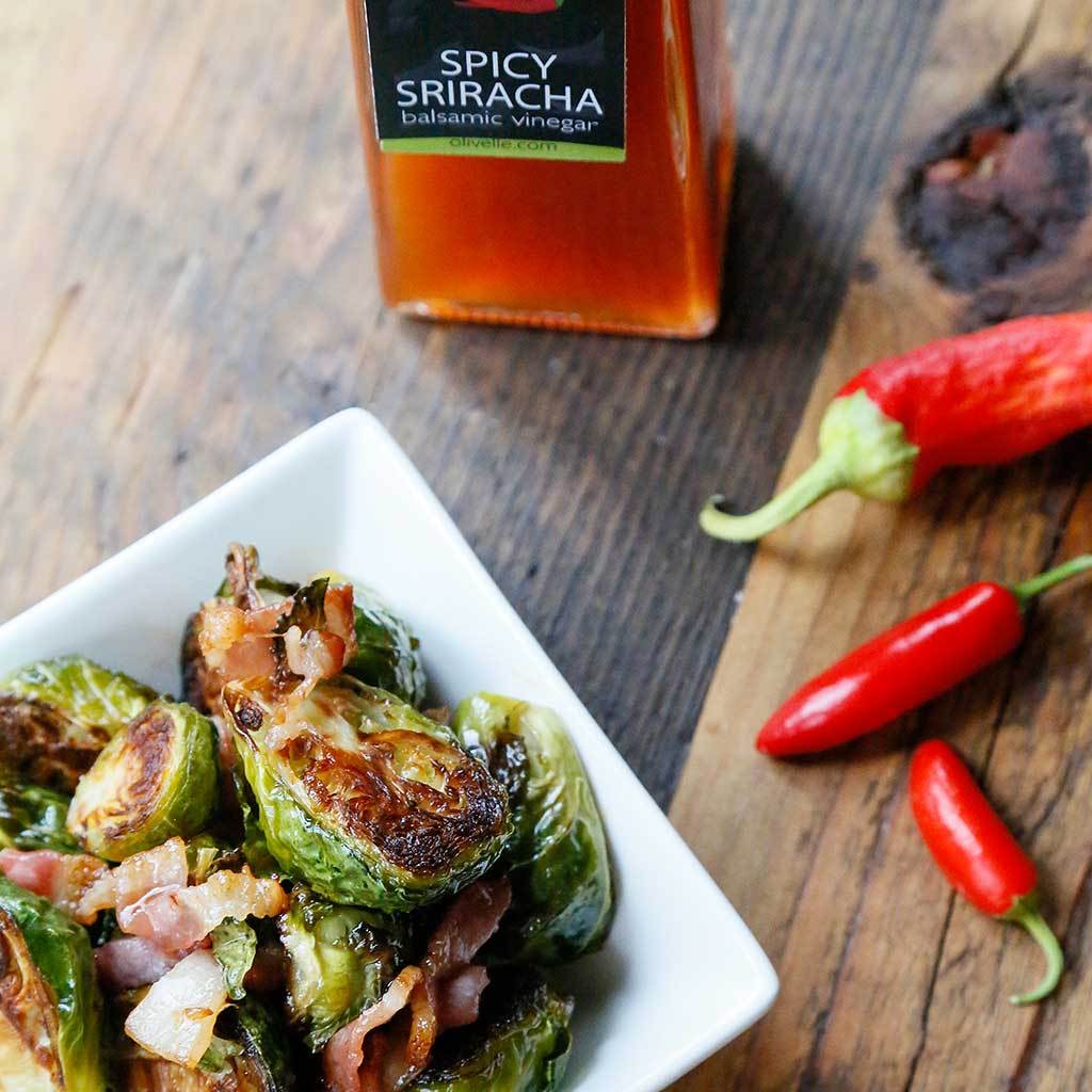 BACON & SRIRACHA ROASTED BRUSSEL SPROUTS