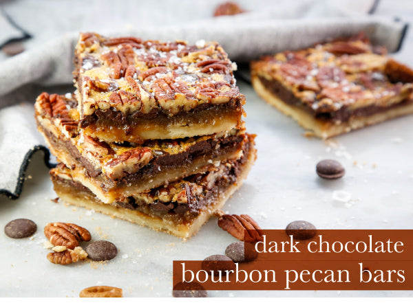 Dark Chocolate Bourbon Pecan Bars