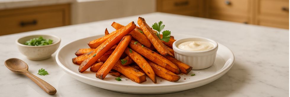 Coffee Roasted Sweet Potato Fries with Smoked Maple Aioli