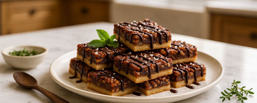 Dark Chocolate Bourbon Pecan Bars