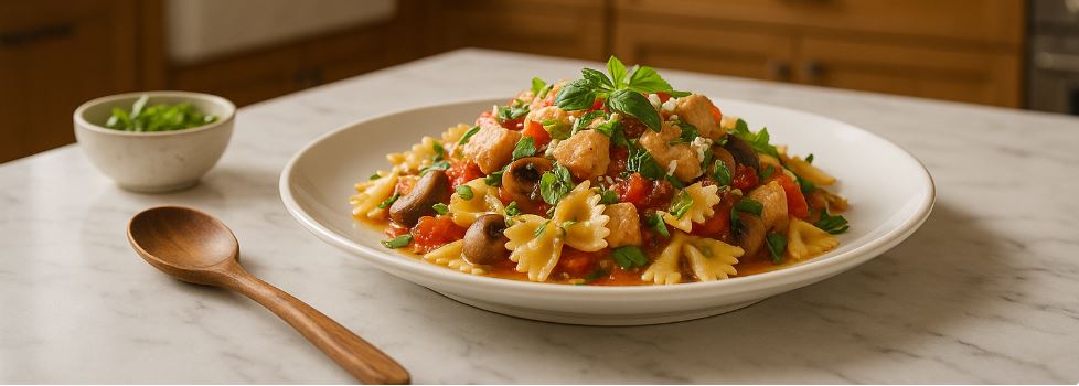 One-Pot Pasta With Chicken, Vegetables & Fresh Basil