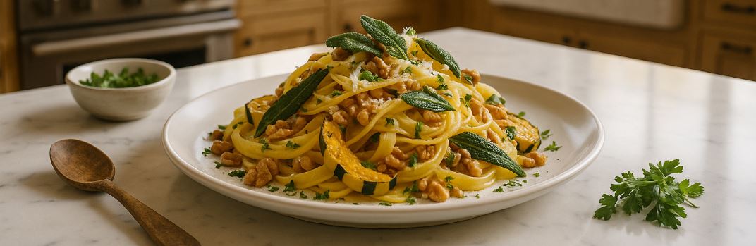 Tagliatelle Pasta with Roasted Delicata Squash and Crispy Sage Sauce