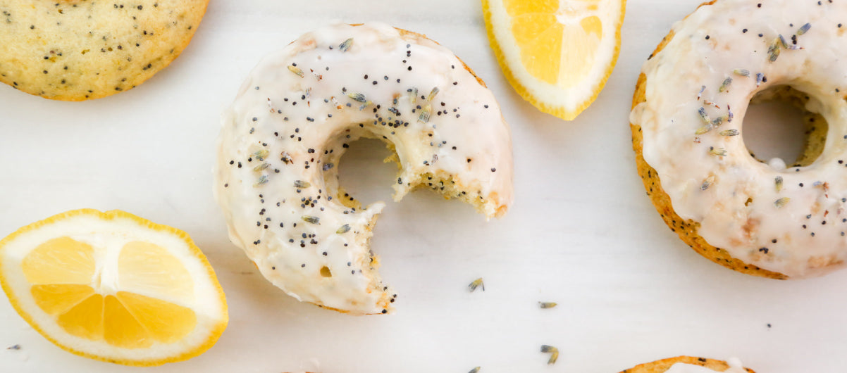 Lemon Poppyseed Donuts with Almond Icing