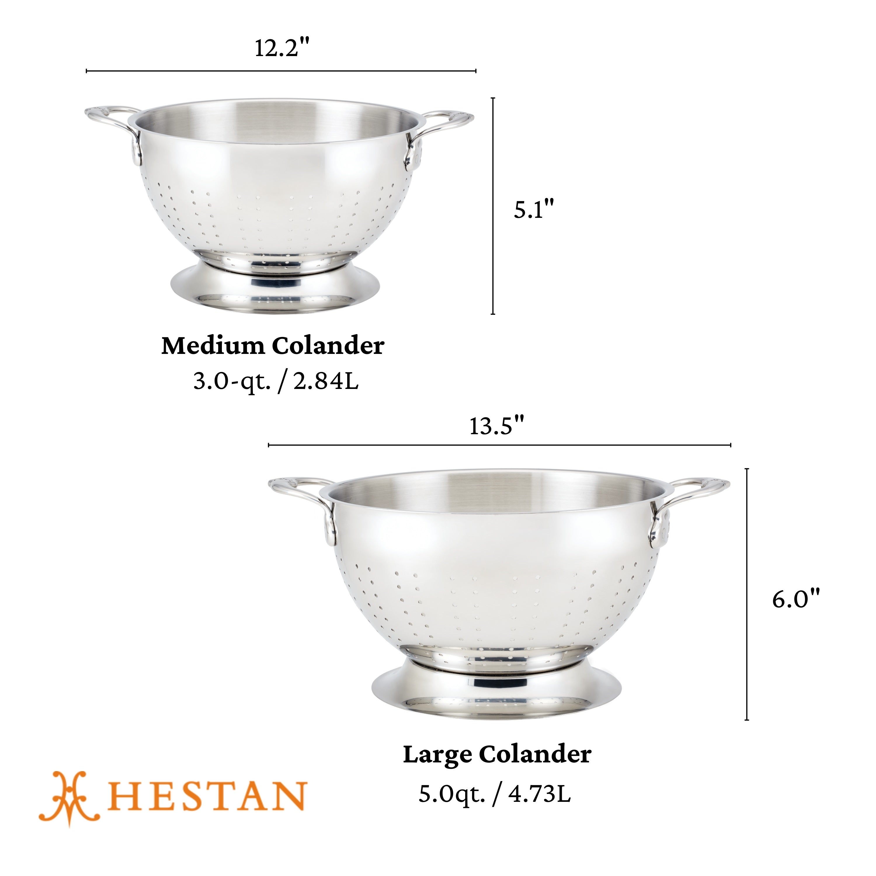 Stainless Steel Colander Set, 2 piece