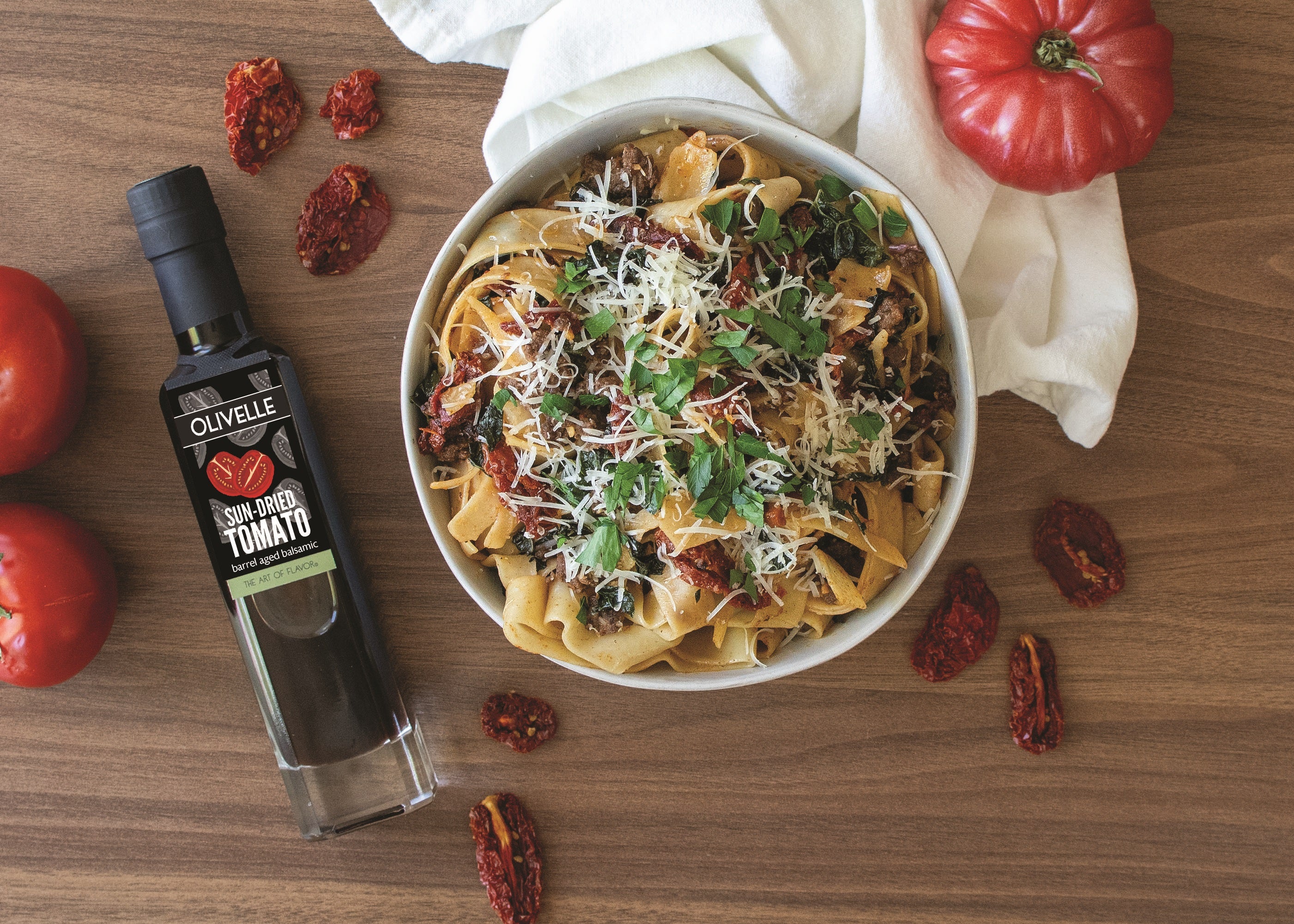 Sun-Dried Tomato, Sausage and Kale Pasta