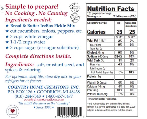 Country Home Ice Box Bread & Butter Pickle Mix