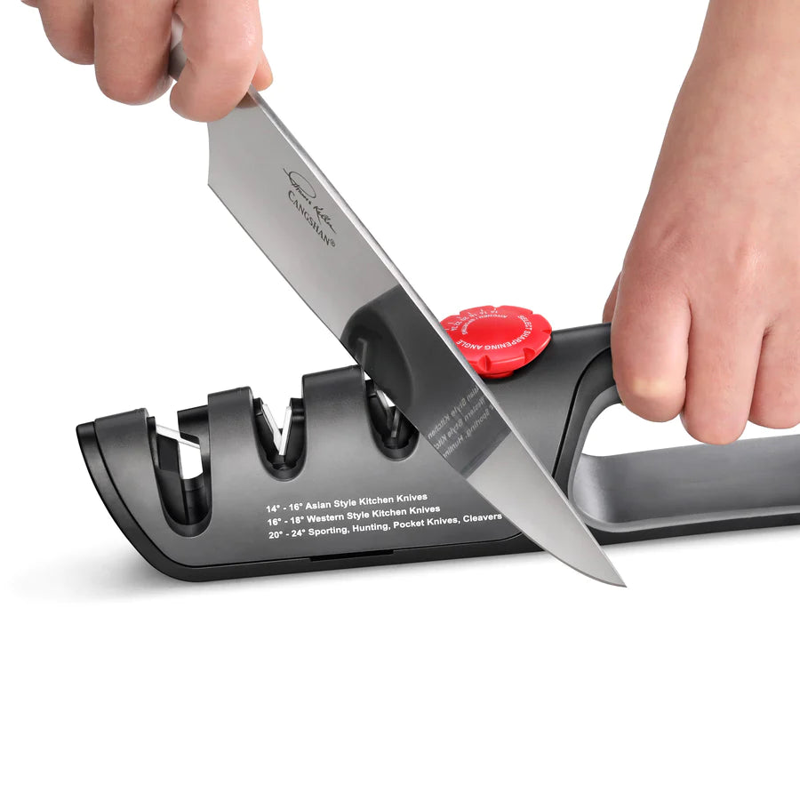 2 in 1 Tungsten steel & Ceramic Knives Sharpener V-Shaped Non Slip Handle