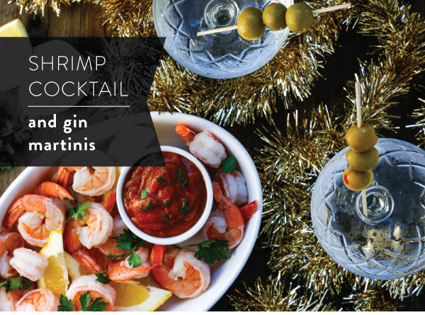 Classic Shrimp Cocktail and Gin Martinis