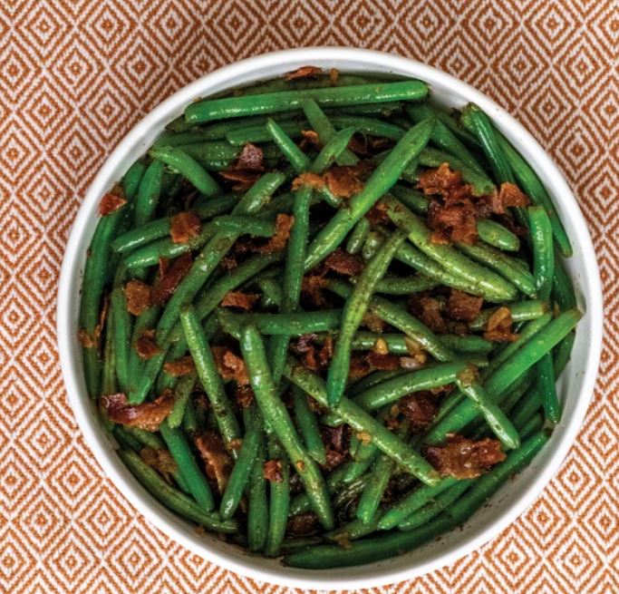 Bourbon Bacon Green Beans Flambe