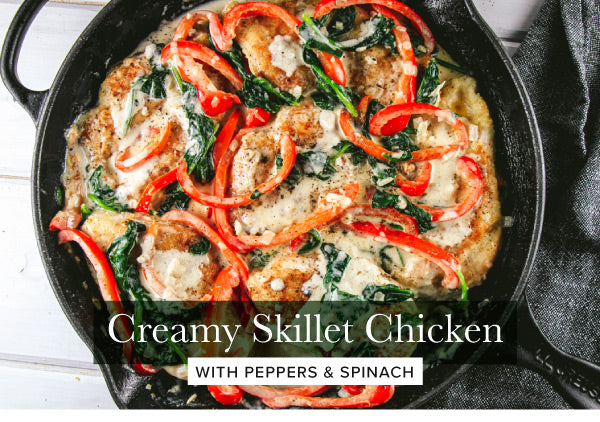 Creamy Skillet Chicken with Peppers and Spinach