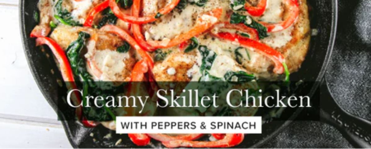 Creamy Skillet Chicken with Peppers and Spinach