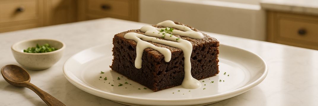 Green Chili Brownies with Cream Cheese Drizzle