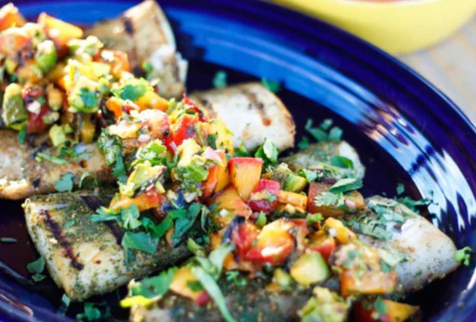 Mediterranean Grilled Mahi Mahi with Peach Salsa