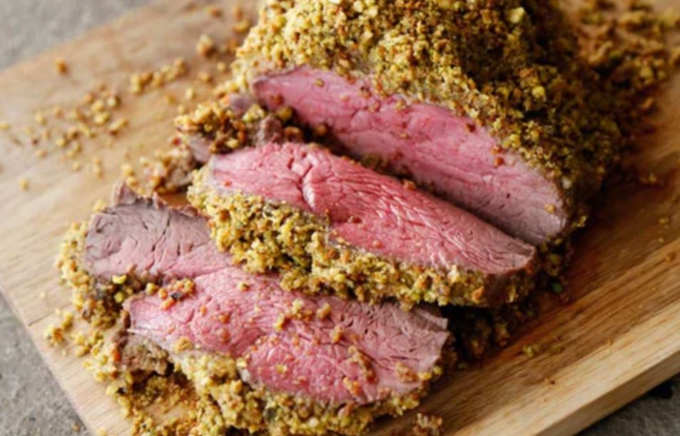 Pistachio & Parmesan Herb Encrusted Beef Tenderloin