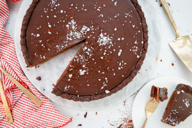 Salted Chocolate and Cardamom Caramel Tart