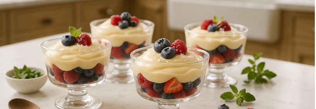 Spiced Italian Custard Over Summer Berries