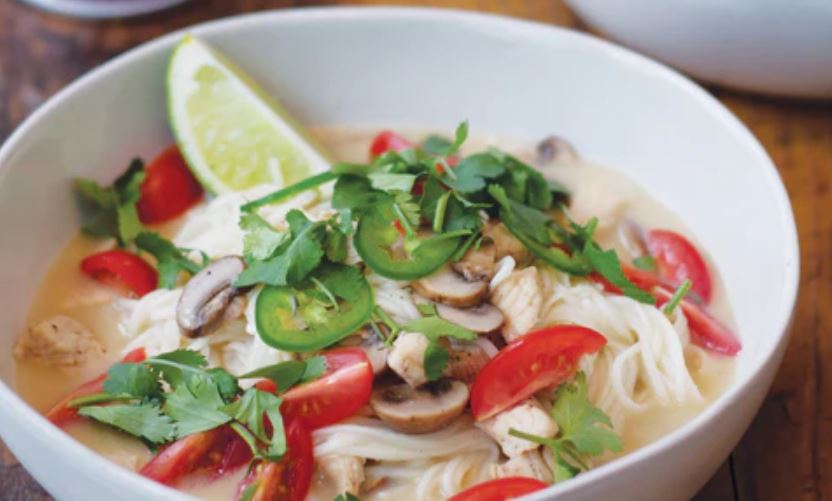 Thai Style Chicken & Mushroom Noodle Soup