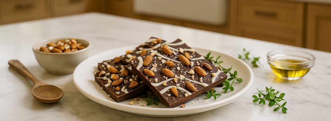 Blood Orange Chocolate Bark with Almonds and Sea Salt