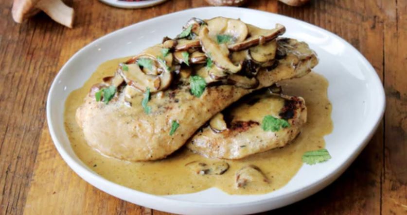 Pan Roasted Chicken with Mushroom Cream Sauce
