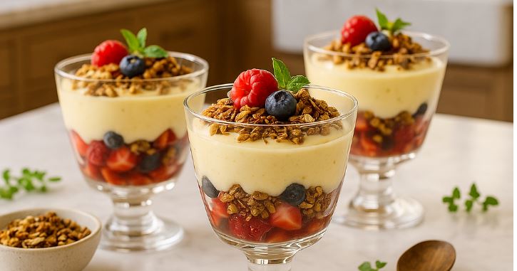Spiced Italian Custard Parfaits with a Super-Food Crunch