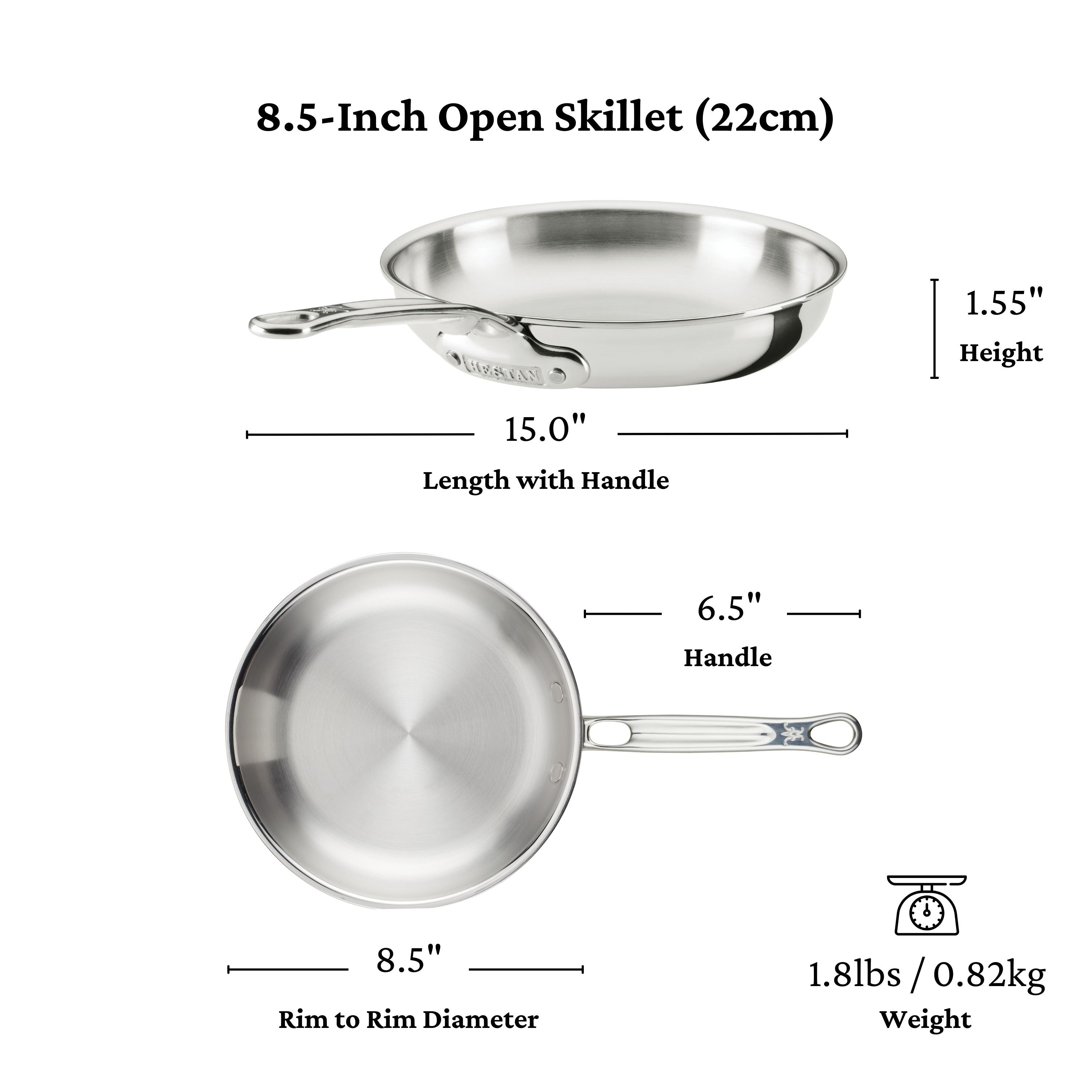 Probond Luxe Polished Stainless Steel Skillets