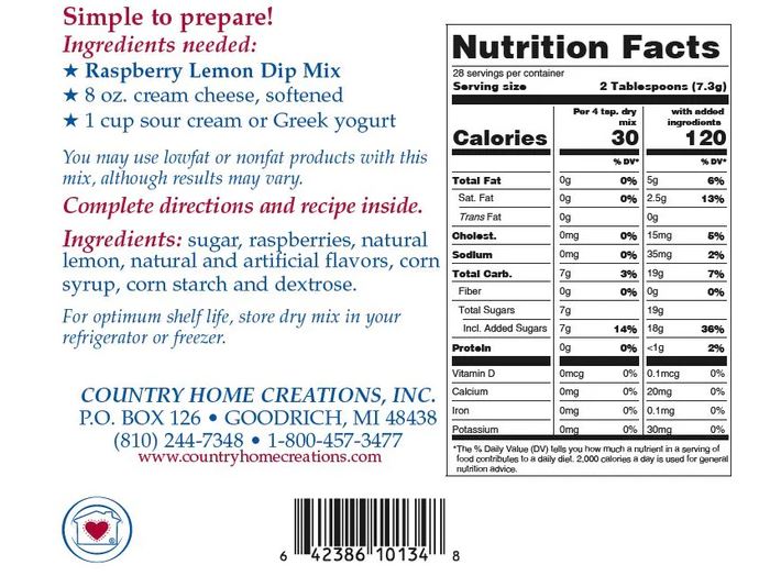 Raspberry Lemon Dip Mix