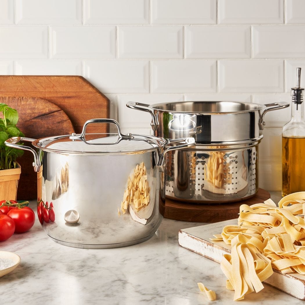 All-Clad Stainless Steel Stockpot with Pasta & Steamer Inserts, 8
